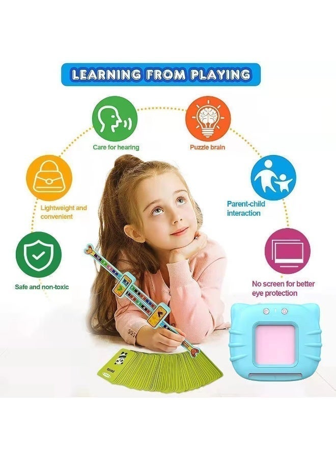 Queens Talking Flash Cards Learning Toys for Toddlers 1-6 Year Old, British English, 224 Words, Audible Educational Toys, Preschool Learning Resource Electronic Interactive Toy Birthday Gifts for Kids-Blue - Image 2